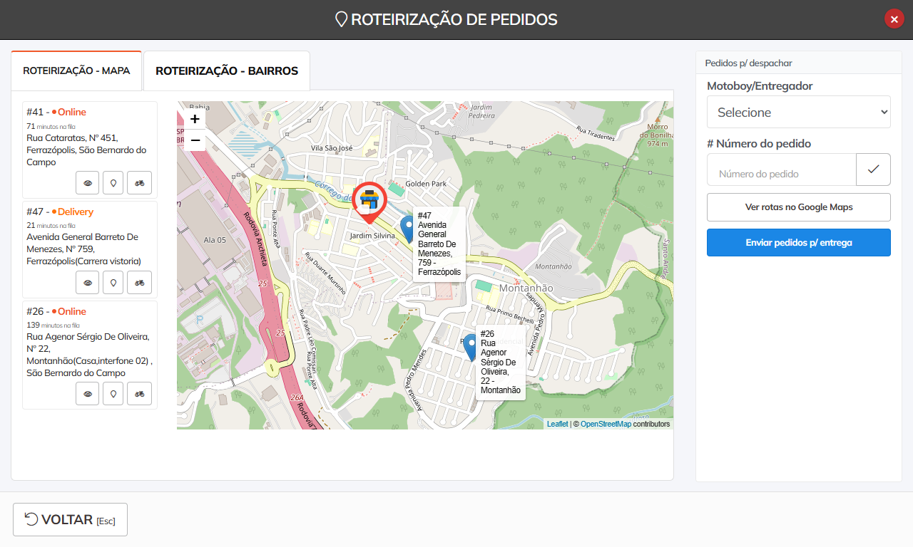 Roteirização inteligente de entregadores no sistema delivery